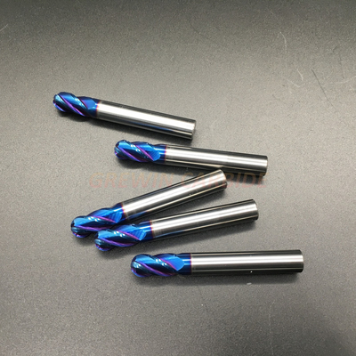 La flauta de los molinos de extremo de la nariz de la bola del carburo de tungsteno HRC65 2 con Naco azul cubrió 2.5X8X50