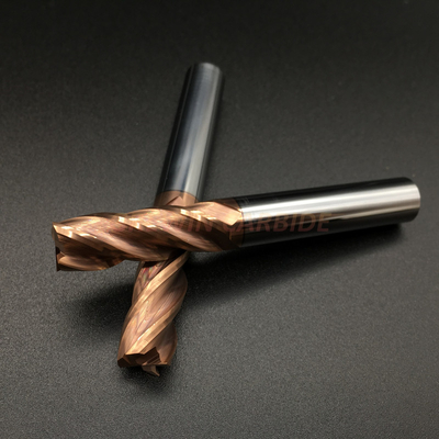 El color de cobre plano TiAIN de las flautas HRC55 del molino de extremo del carburo sólido del tungsteno 2 cubrió las máquinas-herramientas agudas de las herramientas de corte